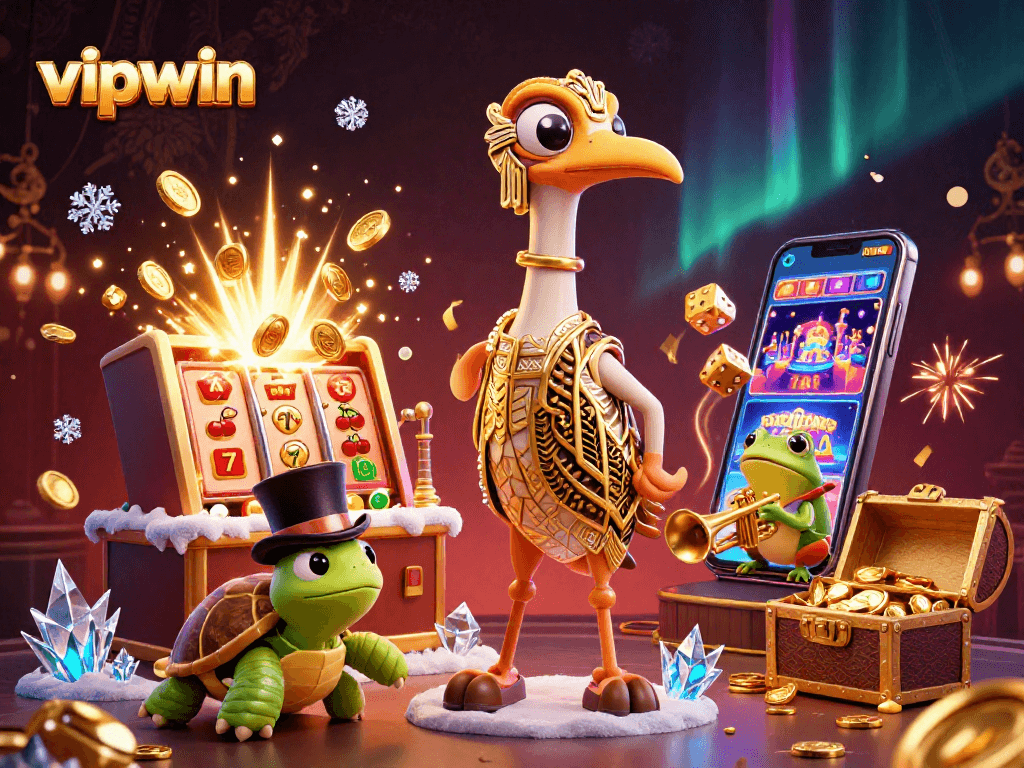 Experience the excitement of vipwin with colorful casino characters and dynamic gaming elements in action.