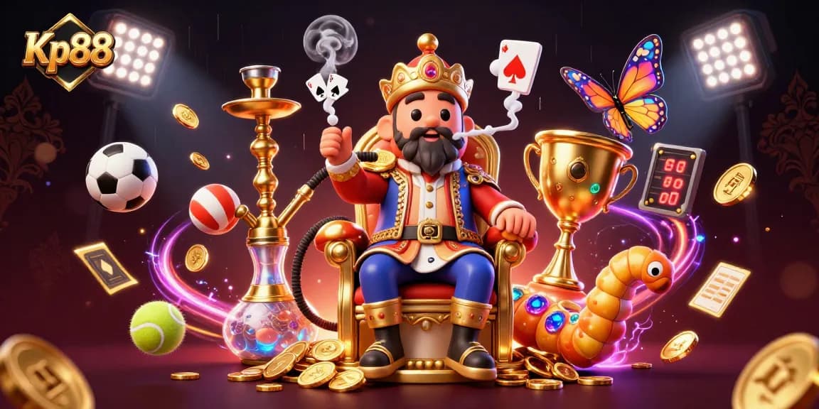 Kp88 elevates gaming excitement with a vibrant 3D illustration featuring a unique caterpillar character in a majestic setting.