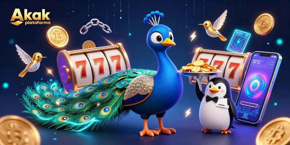 Jogue slots emocionantes na Akak plataforma com símbolos de sorte e personagens vibrantes.