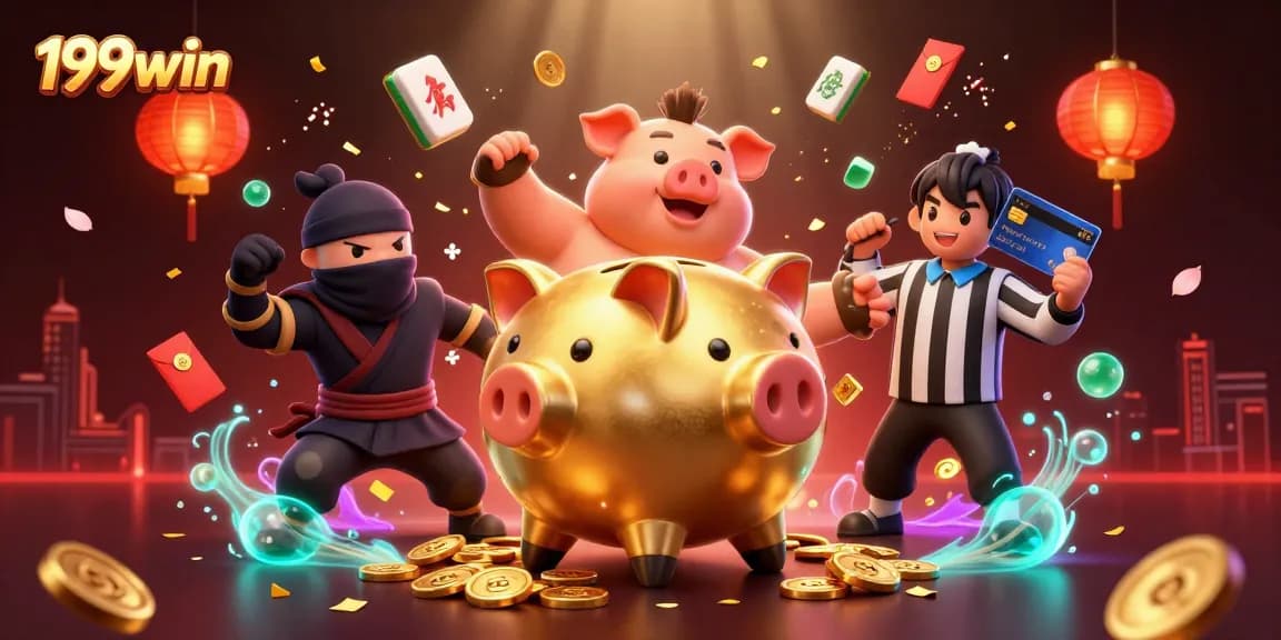 Engage in thrilling games at 199win with dynamic visuals of epic casino characters and rich golden elements.