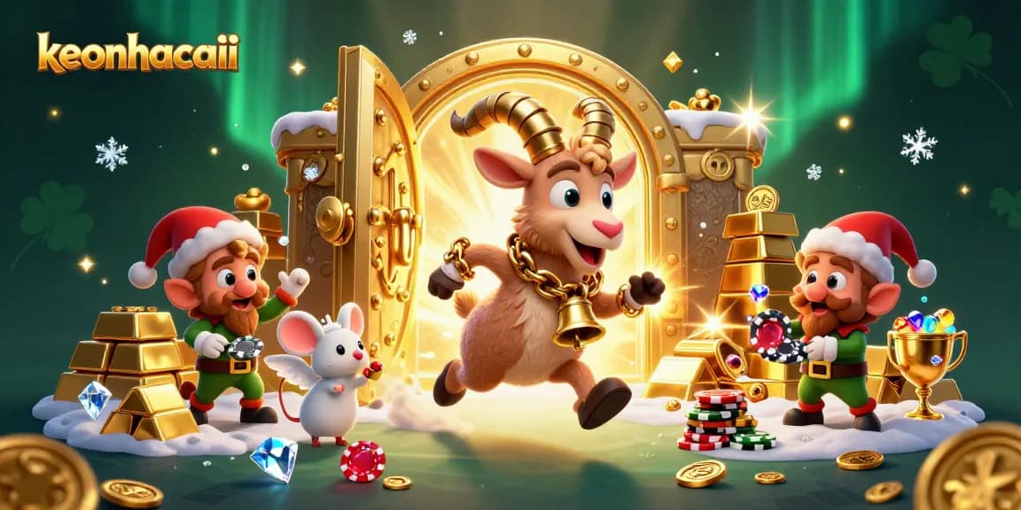 keonhacaii showcases a dynamic casino scene with cartoon characters engaging in playful antics.
