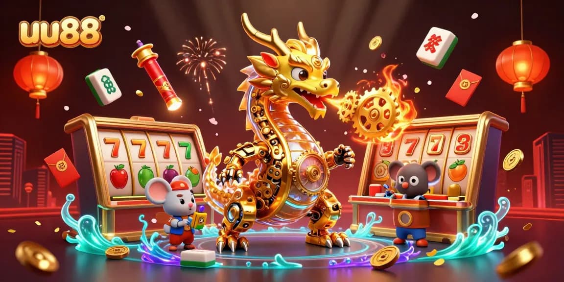 Experience the thrills of uu88 with captivating casino games featuring a golden dragon amidst dynamic jackpots.
