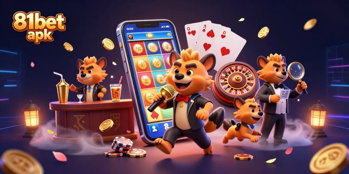 Experience thrilling action with 81bet apk at a vibrant comedy casino featuring hyena characters.