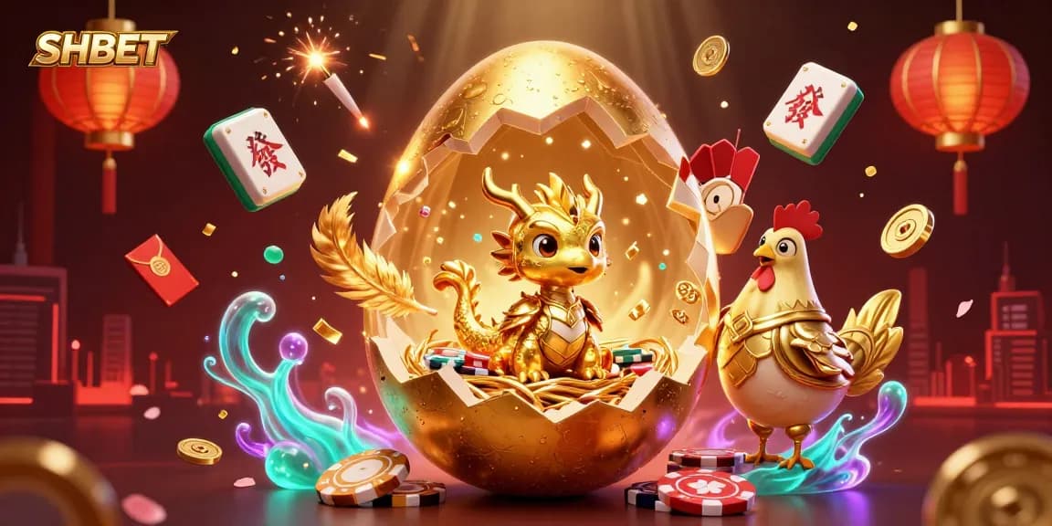 Experience winning potential at SHBET with a dazzling dragon scene filled with poker chips and golden elements.