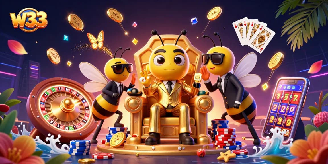 w33 brings excitement to online gaming with a bustling casino scene full of gold and fortune