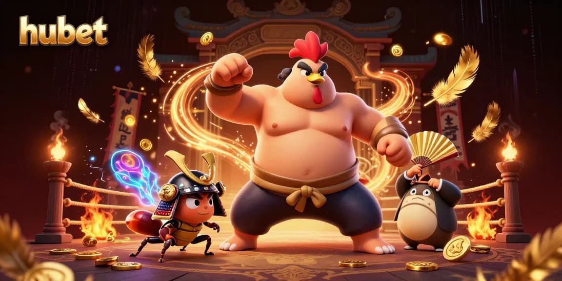 Hubet showcases an epic gambling scene with vibrant characters and casino elements.