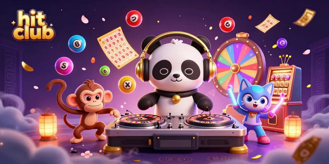 Engage in thrilling gaming action at hit club with vibrant casino characters and lively elements.