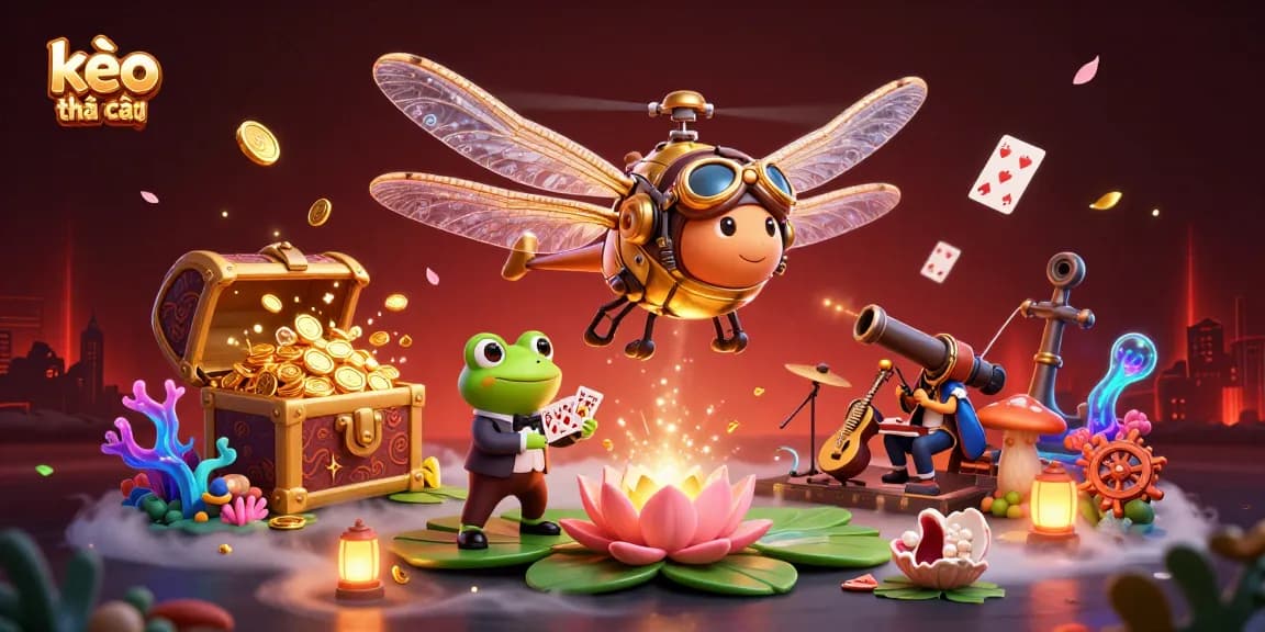 Engage in thrilling kèo nhà cái action with a vibrant casino scene featuring lively characters and immersive gaming elements.