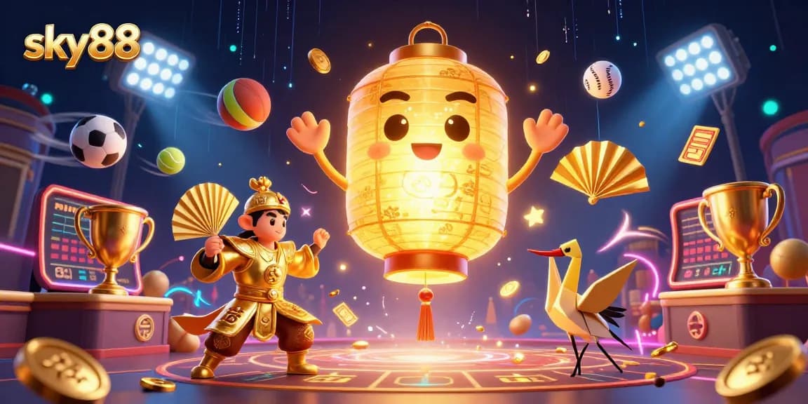 Experience thrilling gameplay at sky88 with spectacular casino scenes filled with golden elements and dynamic sports betting.
