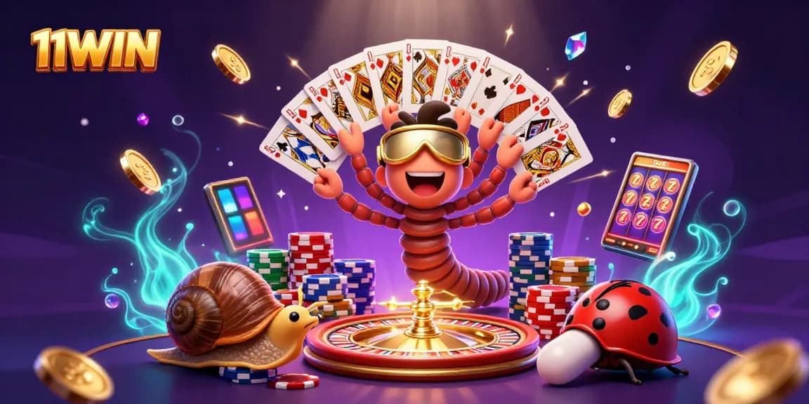 Experience the thrill of 11WIN casino with vibrant characters and dynamic gaming elements.