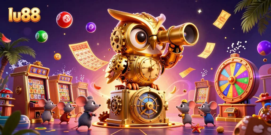 Watch lu88's colorful mobile casino floor come alive with an owl and wind-up mice