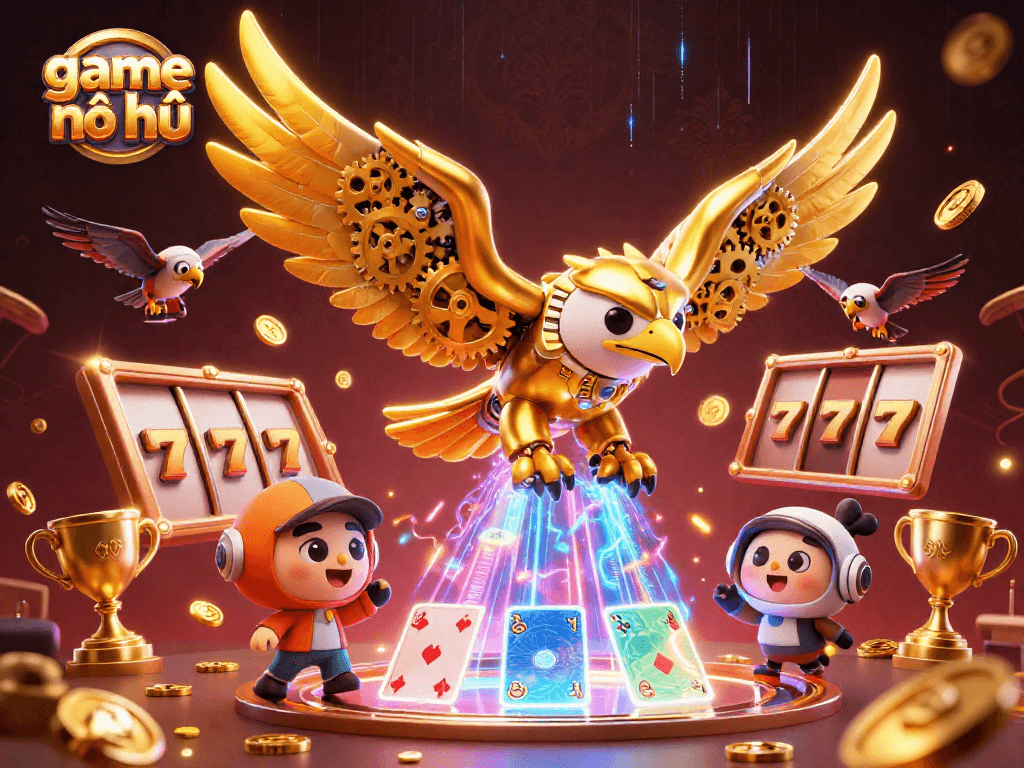 Engage in game nổ hũ with dynamic 3D illustrations of thrilling slot elements.