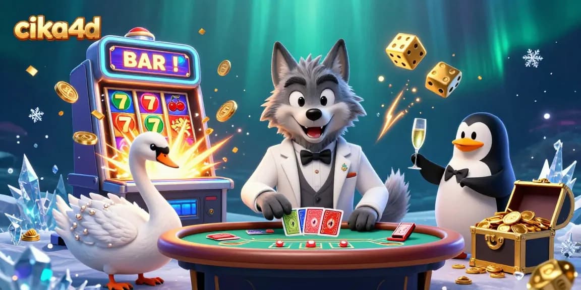 Engage with vibrant casino excitement at cika4d, showcasing lively characters and action-packed gaming.