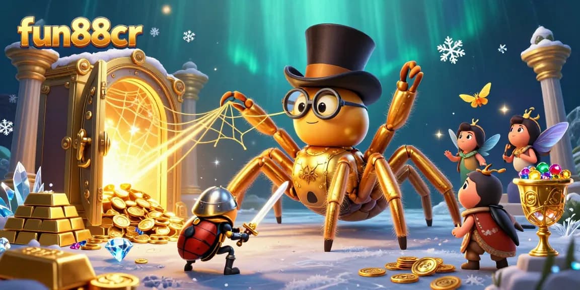 Engage with fun88cr's exciting features in a vibrant casino-themed 3D illustration.