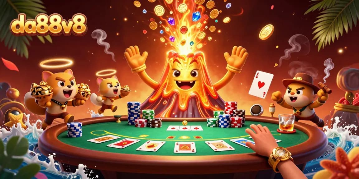 Experience thrilling gameplay with da88v8's golden volcano treasure eruption and poker excitement
