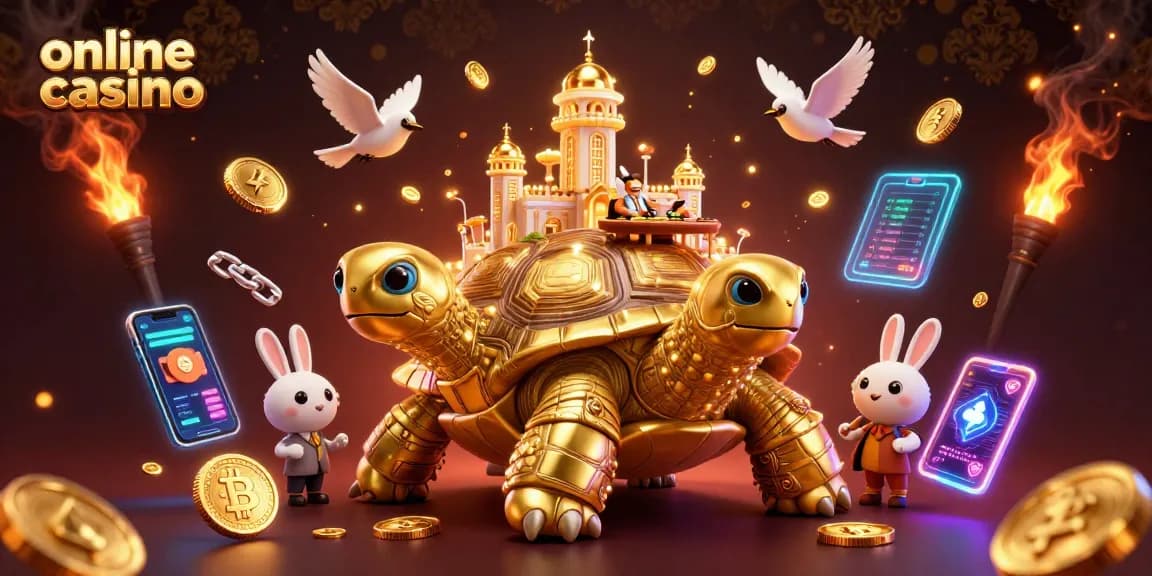 Experience the excitement of an online casino with a vibrant 3D illustration of a tortoise casino.