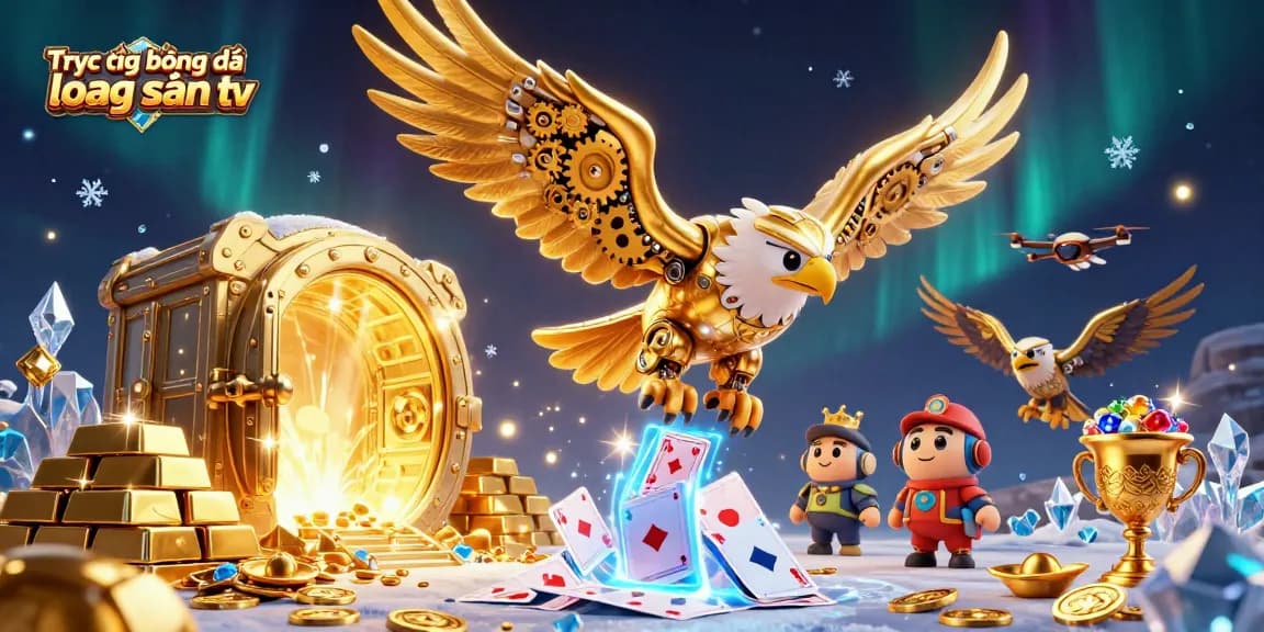 Experience Trực tiếp bóng đá lương sơn tv with vibrant casino-themed 3D illustration highlighting large treasure vault and golden elements.