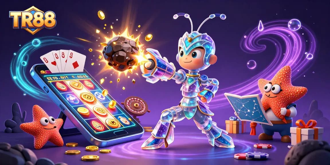 Experience thrilling slot wins with TR88 in this dynamic casino illustration!