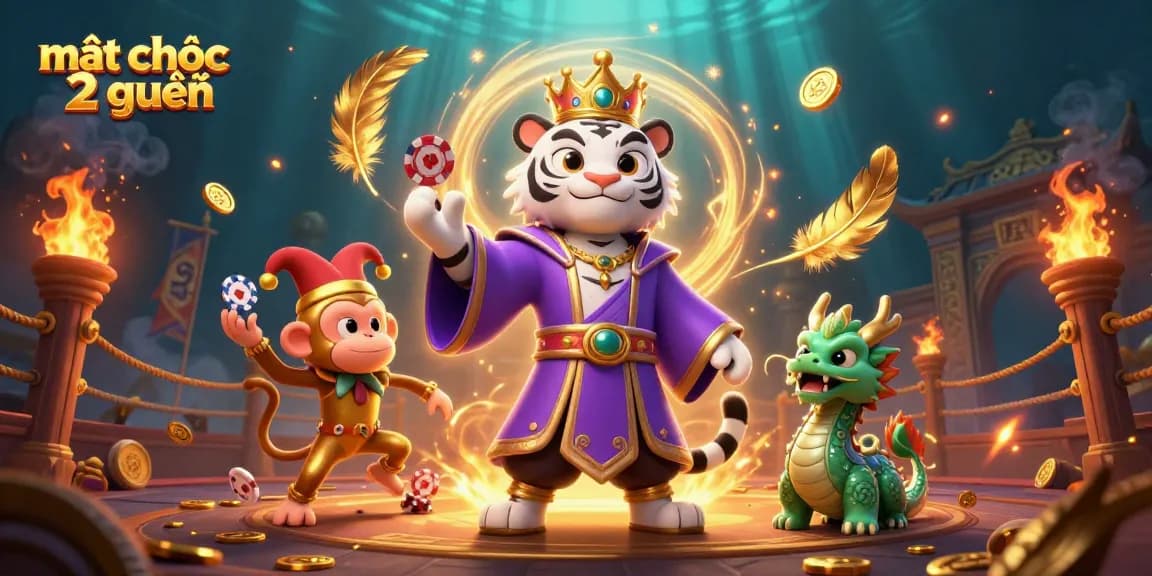Engage in mạt chược 2 người as a vibrant scene comes alive with colorful characters and dynamic casino elements.
