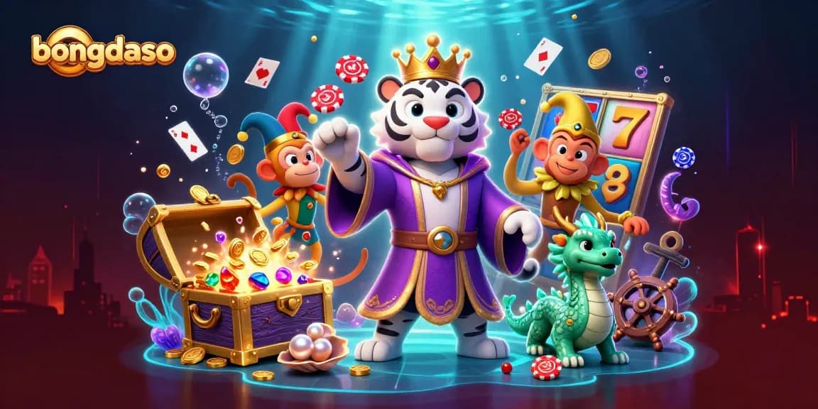 Engage with the vibrant bongdaso gaming world, where an elegant tiger, monkey, and jade dragon bring luck and winnings.