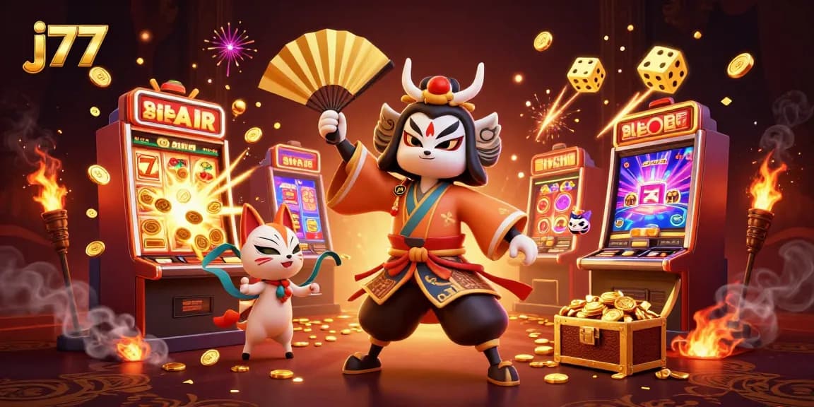 Experience the excitement of j77 with dynamic casino games and animated slot machines winning big.