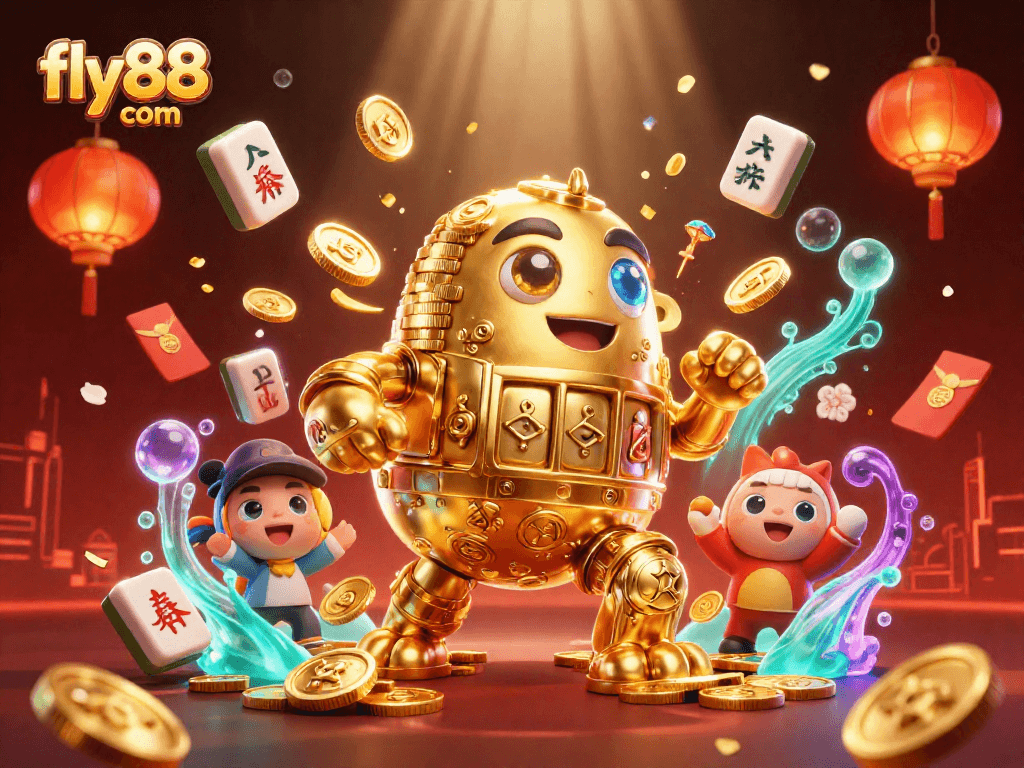 Experience the excitement at fly88 com with a dynamic, vibrant 3D casino illustration showcasing immersive game elements.
