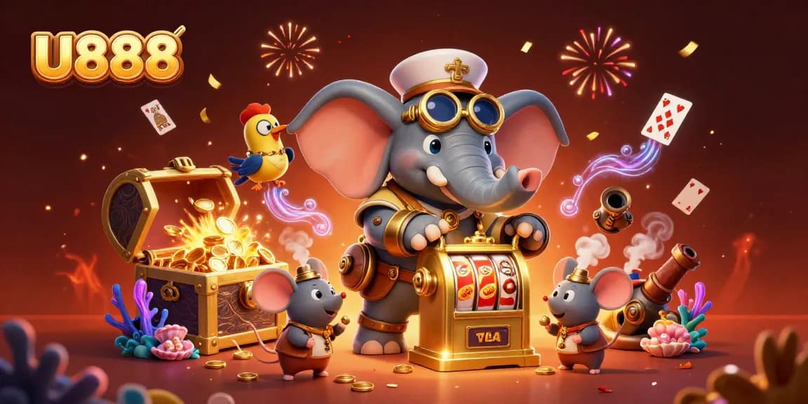 U888 illuminates the gaming world with vibrant characters and magical elements in a dynamic casino scene.