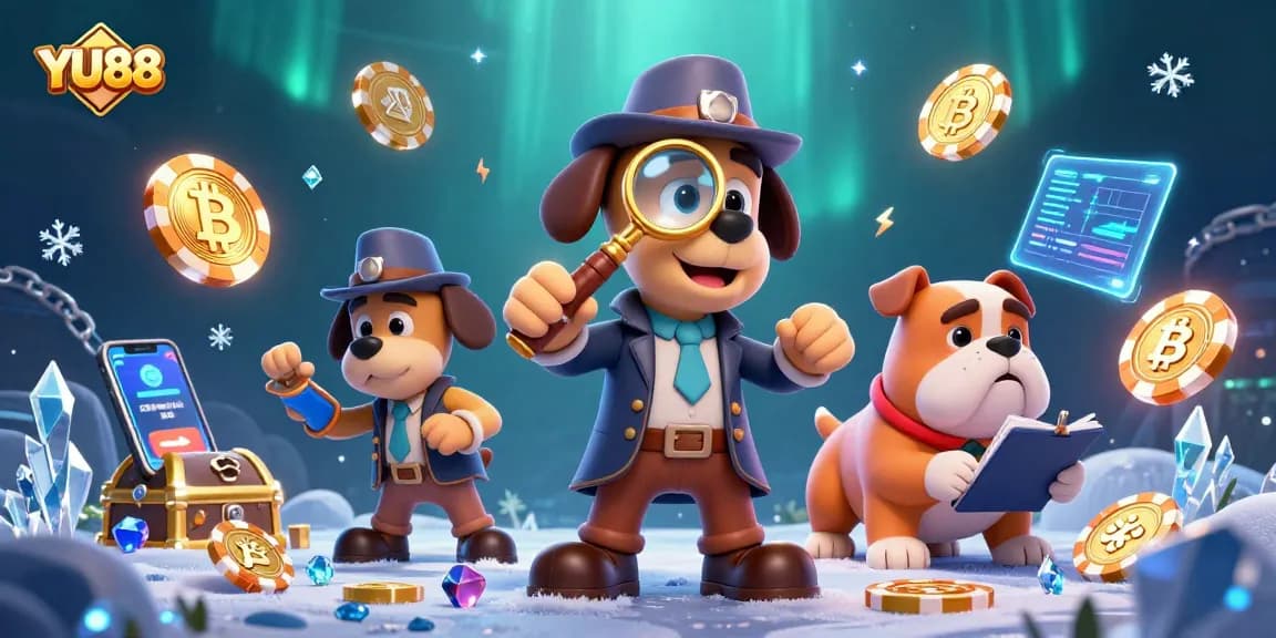Engage with YU88's thrilling gaming universe exploring clues in a vibrant 3D casino scene.