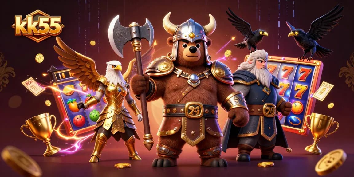 Engage in dynamic gameplay at kk55 with vibrant slots, golden elements, and thrilling action.