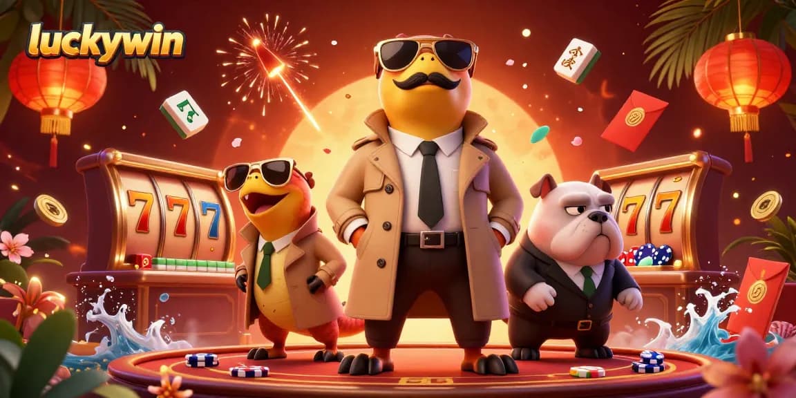 Engage in thrilling casino gameplay at luckywin with vibrant 3D raptors and festive decorations.