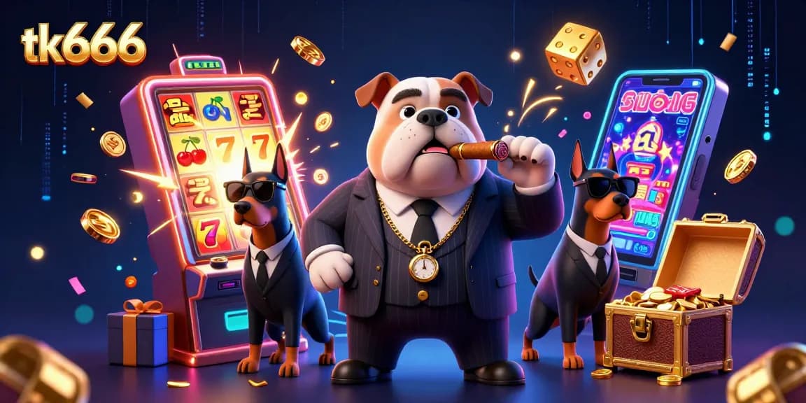 Experience the excitement of tk666 as a bulldog mafia boss and two Dobermans bring casino vibes to life.