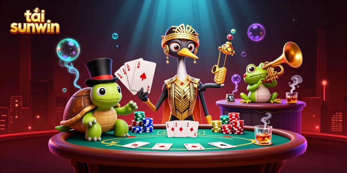 Experience the excitement of tải sunwin with vibrant characters and dynamic casino elements in a 3D scene.