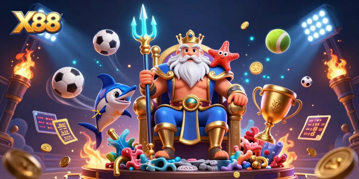 X88 enhances the gambling experience with dynamic casino elements and vibrant characters in a 3D illustration.