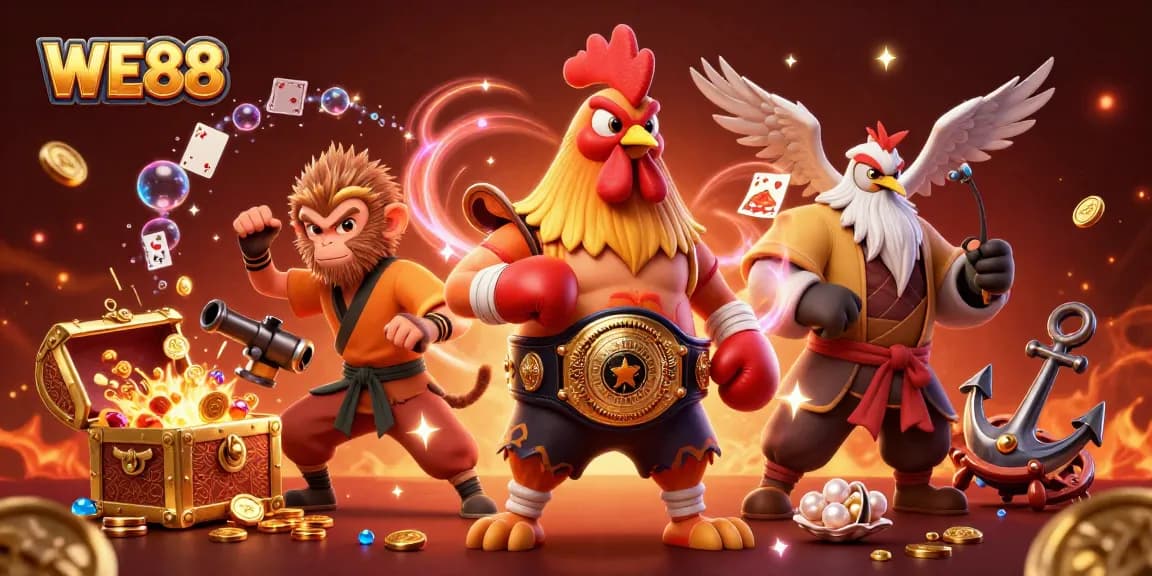 Win big at WE88's vibrant casino with our 3D illustrated characters and dynamic gaming elements.