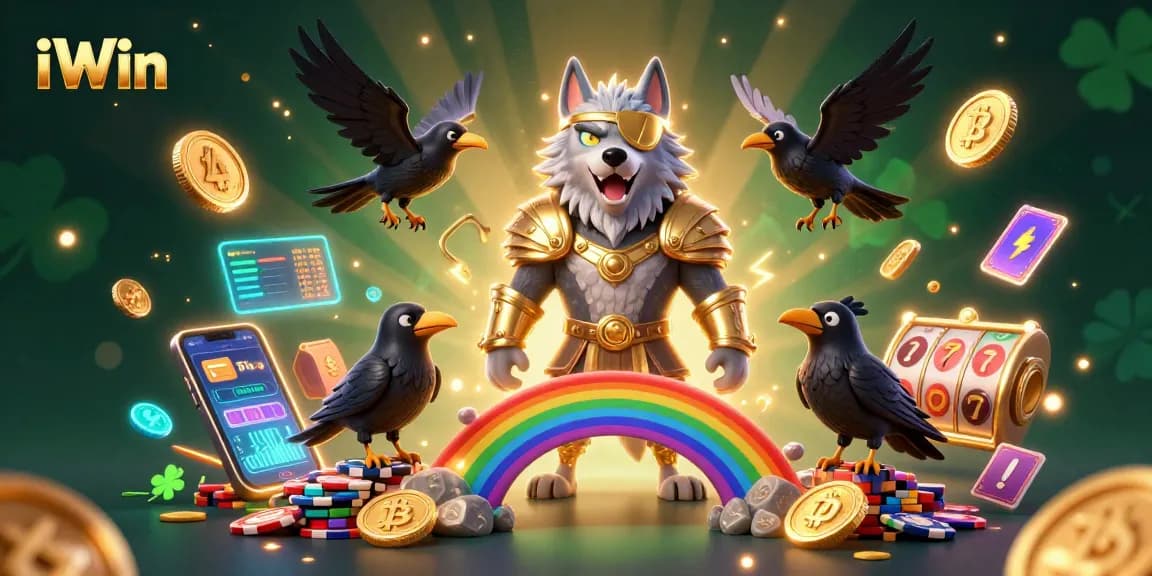 Experience iWin's exciting casino features with animated characters and vibrant game elements.