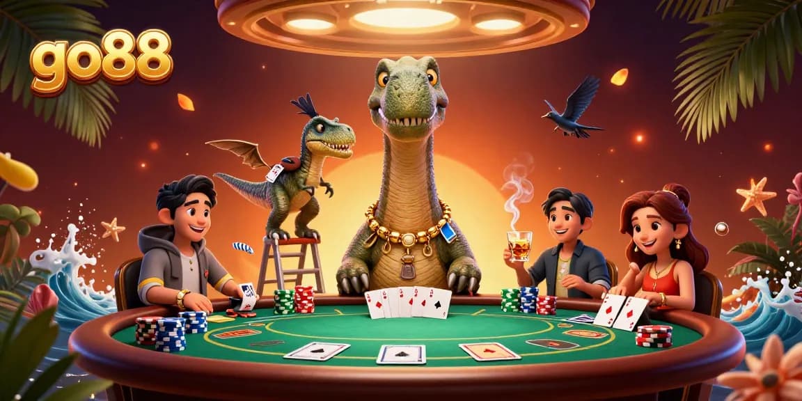 Join the excitement at go88 and experience thrilling poker action with stunning visuals of dinosaur dealers.