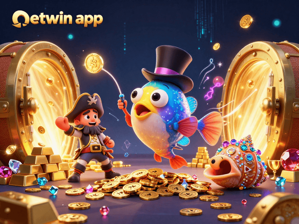 Engage with the netwin app as the deep-sea anglerfish attracts coins in an exciting casino adventure.