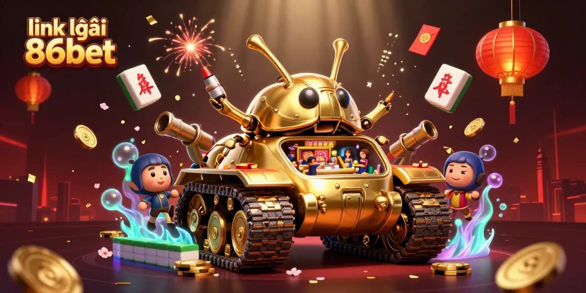 Engage in dynamic gameplay with link vào 86bet featuring a vibrant casino scene encapsulated within a golden beetle tank.