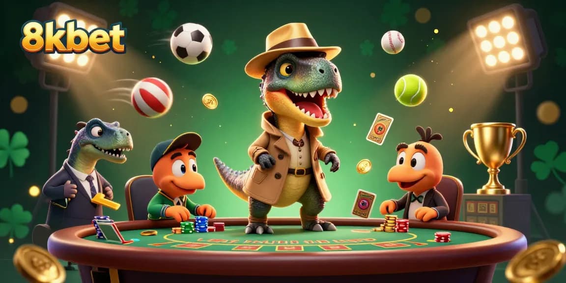 Experience thrilling gambling moments at 8xbet with animated characters enjoying a vibrant casino scene.