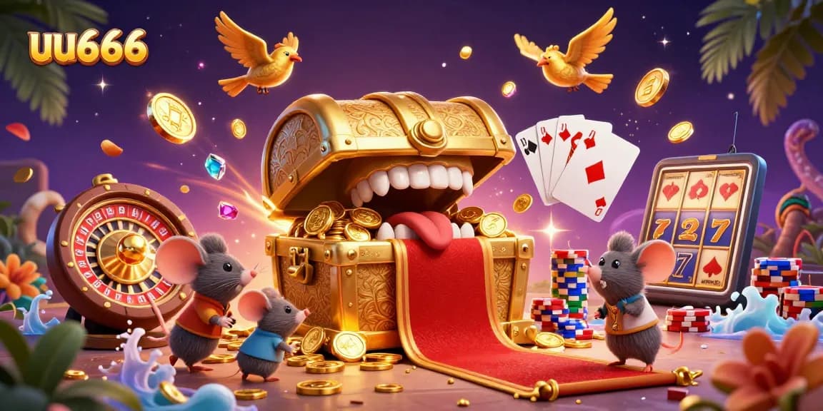 Experience exciting wins with uu666 in this vibrant casino adventure illustration.