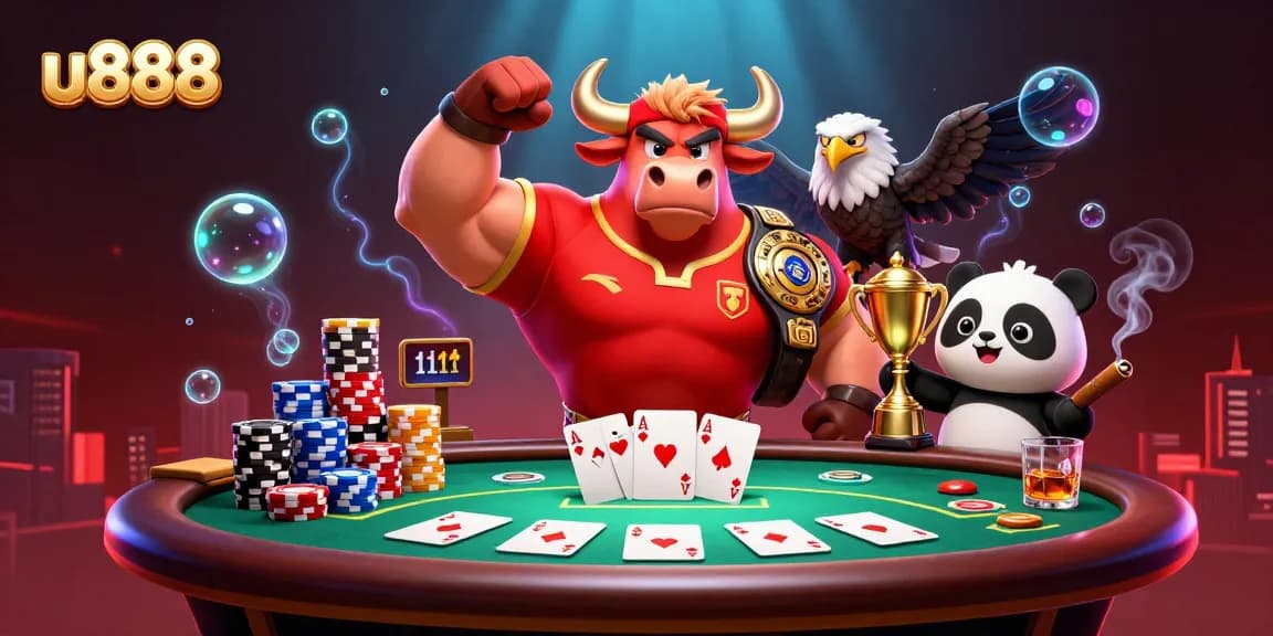 Join the excitement of u888 with a victory pose and dynamic poker action.