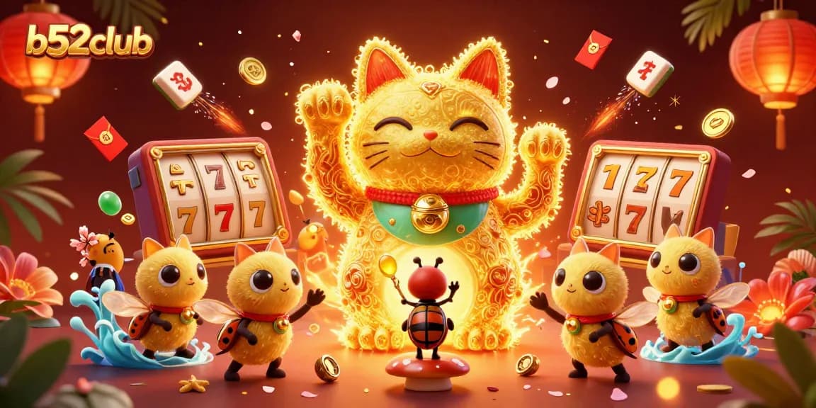 Experience thrilling gaming at b52club with an enticing lucky cat symbolizing fortune.