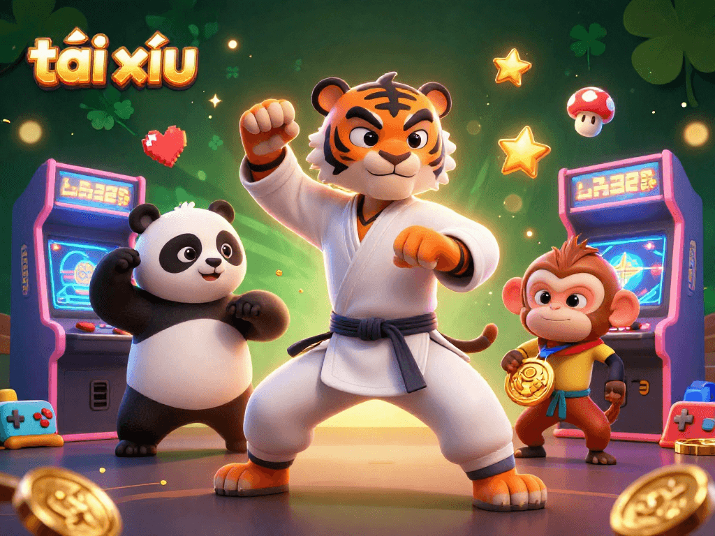 Experience the ultimate tài xỉu thrill as the kung fu tiger master mentors with vibrant casino elements.