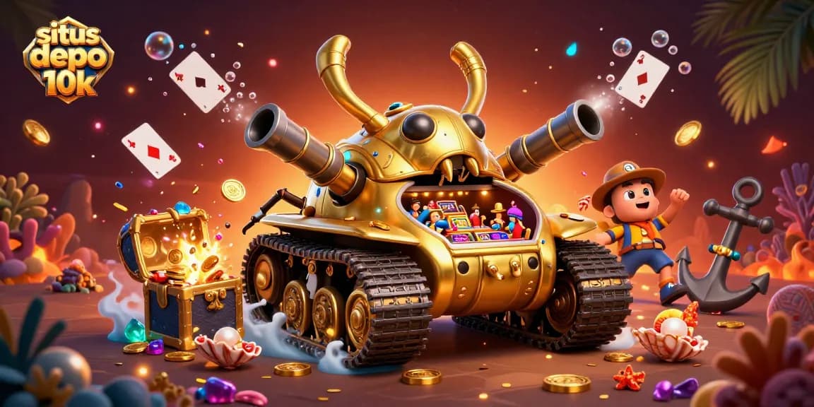 Experience the excitement of situs depo 10k in a colorful and dynamic casino-themed scene.