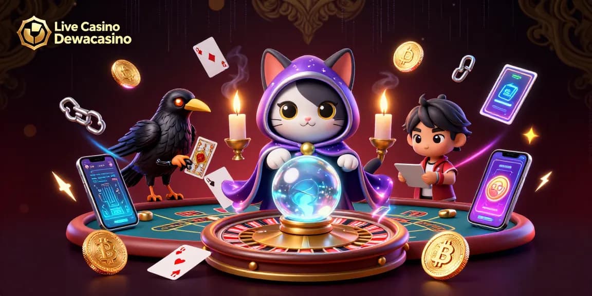 Play exhilarating games at Live Casino Dewacasino with colorful character illustrations.