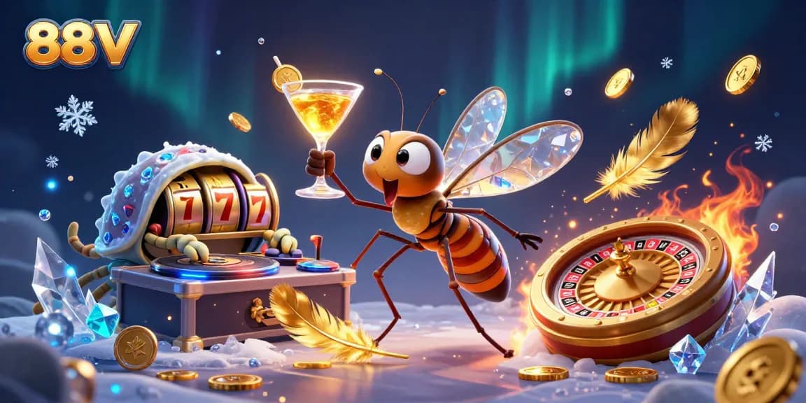 Engage with 88VV's vibrant casino scene featuring unique characters and gaming elements.