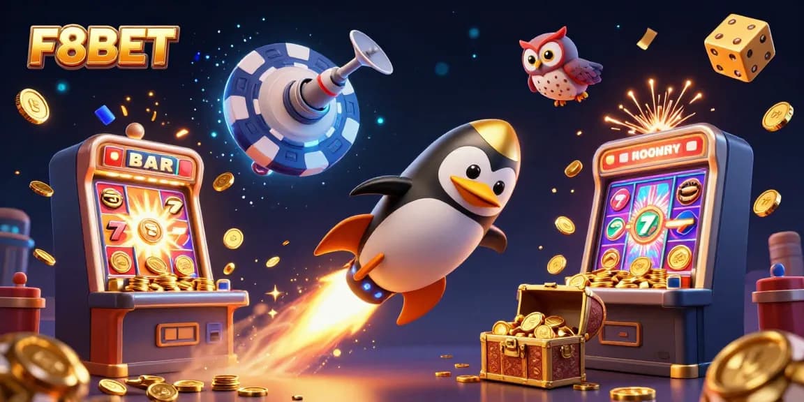 Spin the reels with F8BET's thrilling 3D casino adventure packed with golden coins and jackpot excitement!