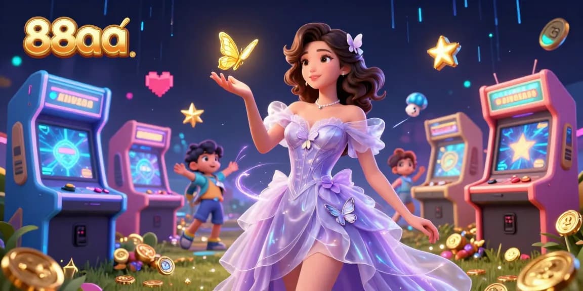 Experience the excitement of 88aa while playing thrilling casino games in a vibrant, enchanting scene.