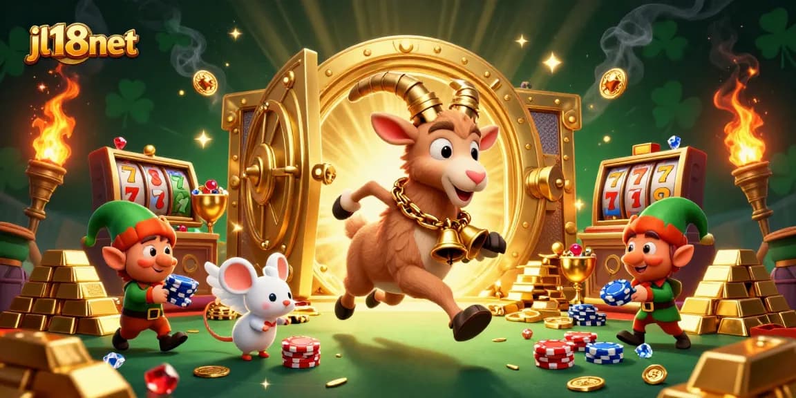 Experience thrilling gameplay at jl18net with cartoon characters in a vibrant casino scene.