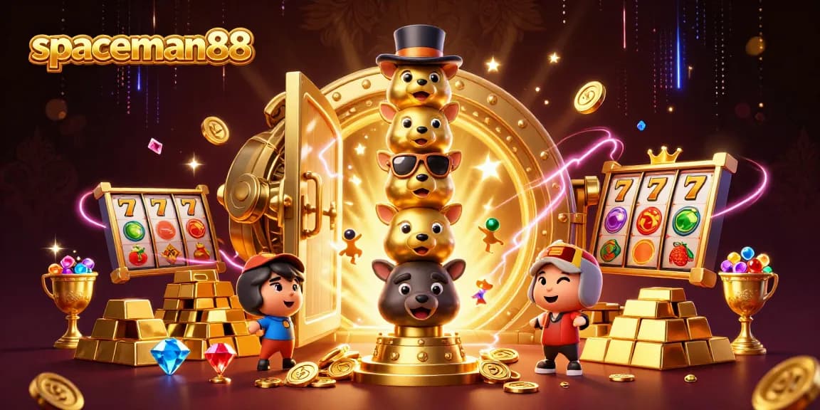 Engage with spaceman88 in an electrifying 3D casino scene filled with wealth and excitement!